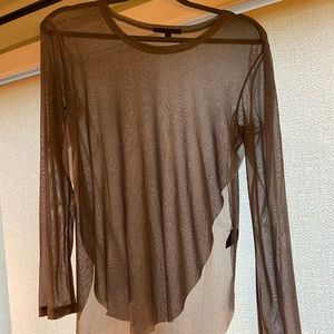 Lucca Couture Sheer Gray Slit Top